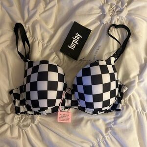 Checkard print bra